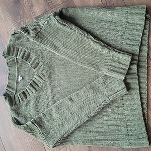 Aerie Forest Green Women's V Neck Oversized Sweater, Size Xs